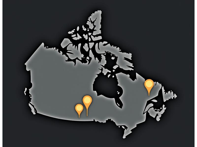Map of Canada with BarberCraft locations highlighted in Toronto, Vancouver, and Calgary